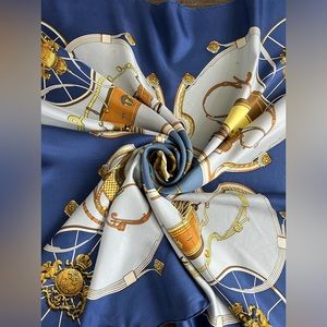 Authentic Hermes Scarf Blue/Gold